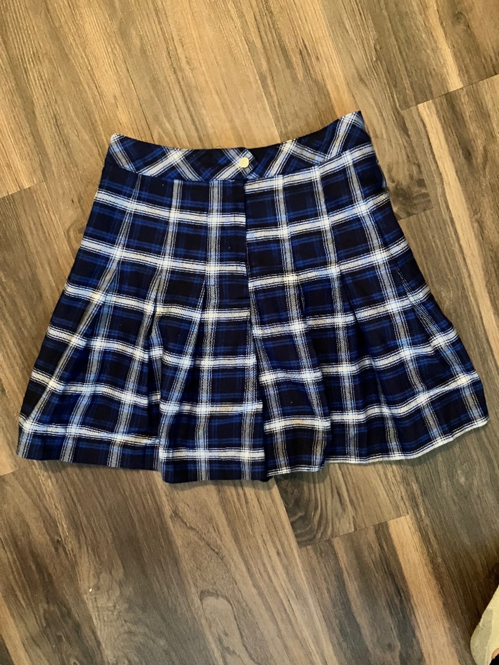 HM Divided Plaid Pleated Skirt Womens 2 EUR 34 Blue Black Schoolgirl Mini Tennis